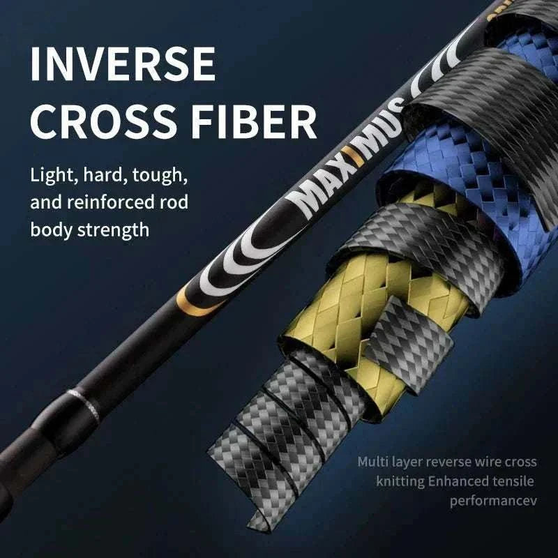 Fast action carbon fishing rod with Fuji guides for versatile saltwater and freshwater use