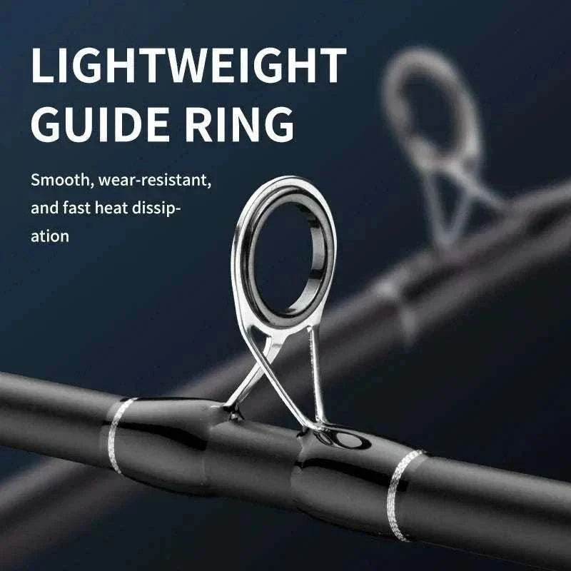 Fast action carbon fishing rod with Fuji guides for versatile saltwater and freshwater use