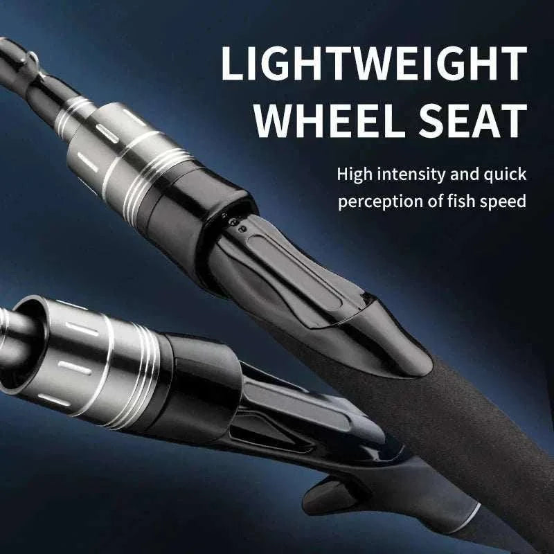 Fast action carbon fishing rod with Fuji guides for versatile saltwater and freshwater fishing