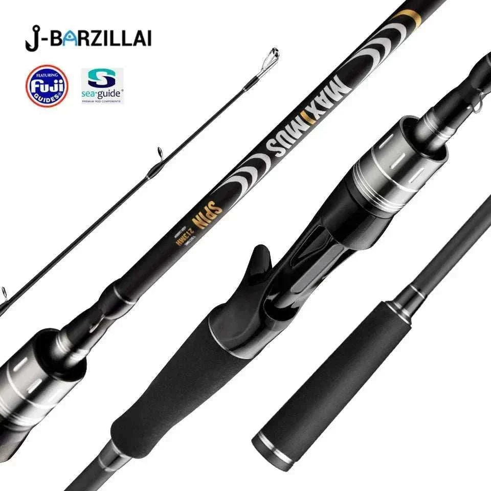 Fast action carbon fishing rod with Fuji guides for versatile saltwater and freshwater use