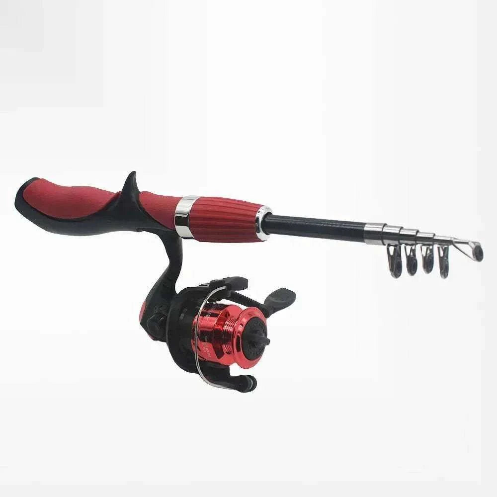 Kids telescopic fishing rod set with spinning reel and hooks for beginner anglers