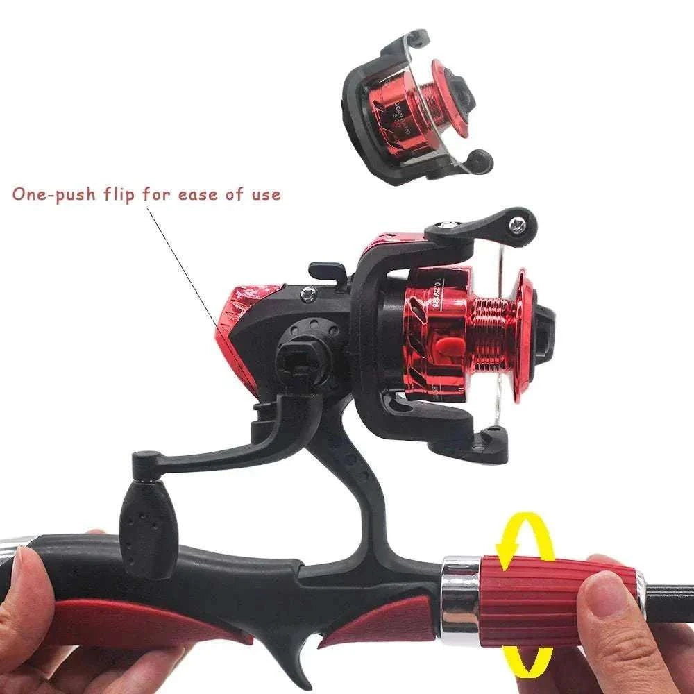 Kids telescopic fishing rod set with spinning reel and hooks for beginner anglers