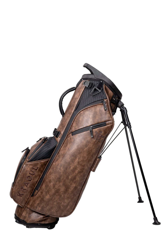 KRADUL LUX G Exotics 8.5" golf carry bag with woven vegan leather and wicker weave accents