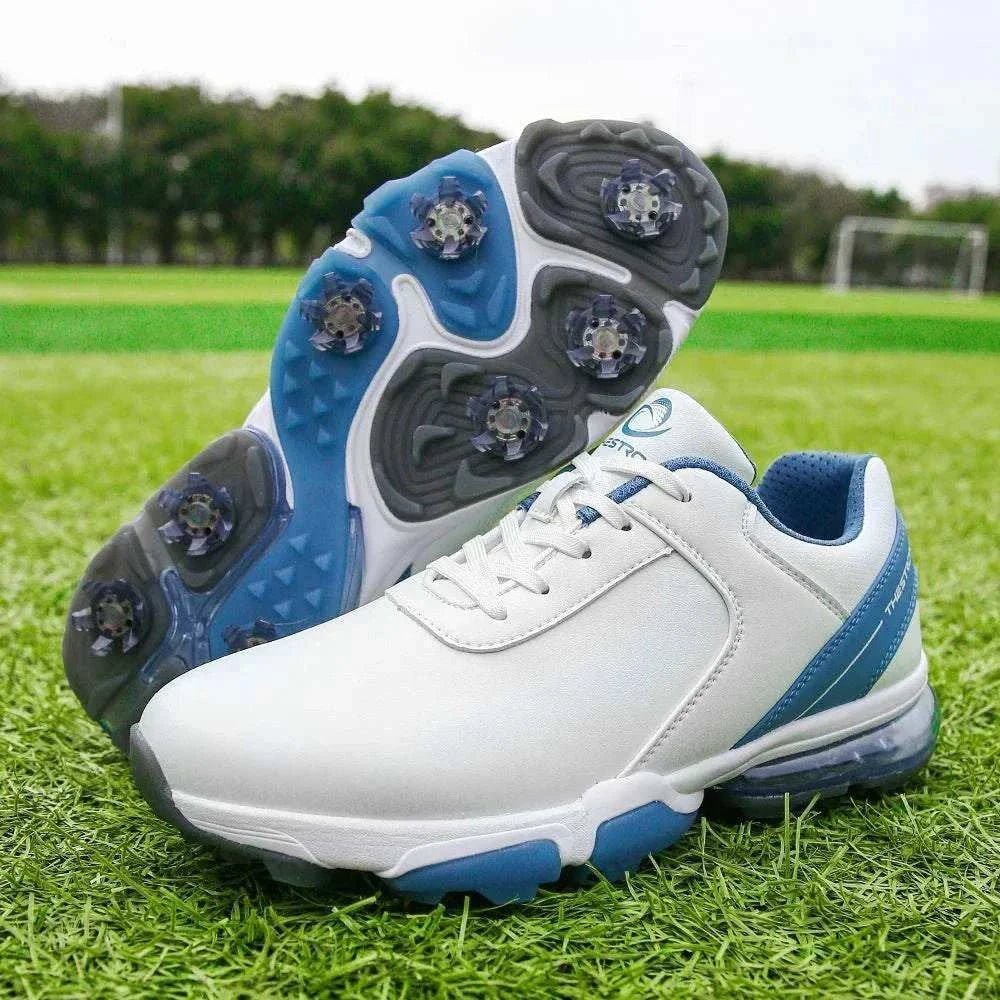 Men’s professional golf shoes with anti-slip rubber outsole, EVA insole, and lace-up closure in sizes 7–14
