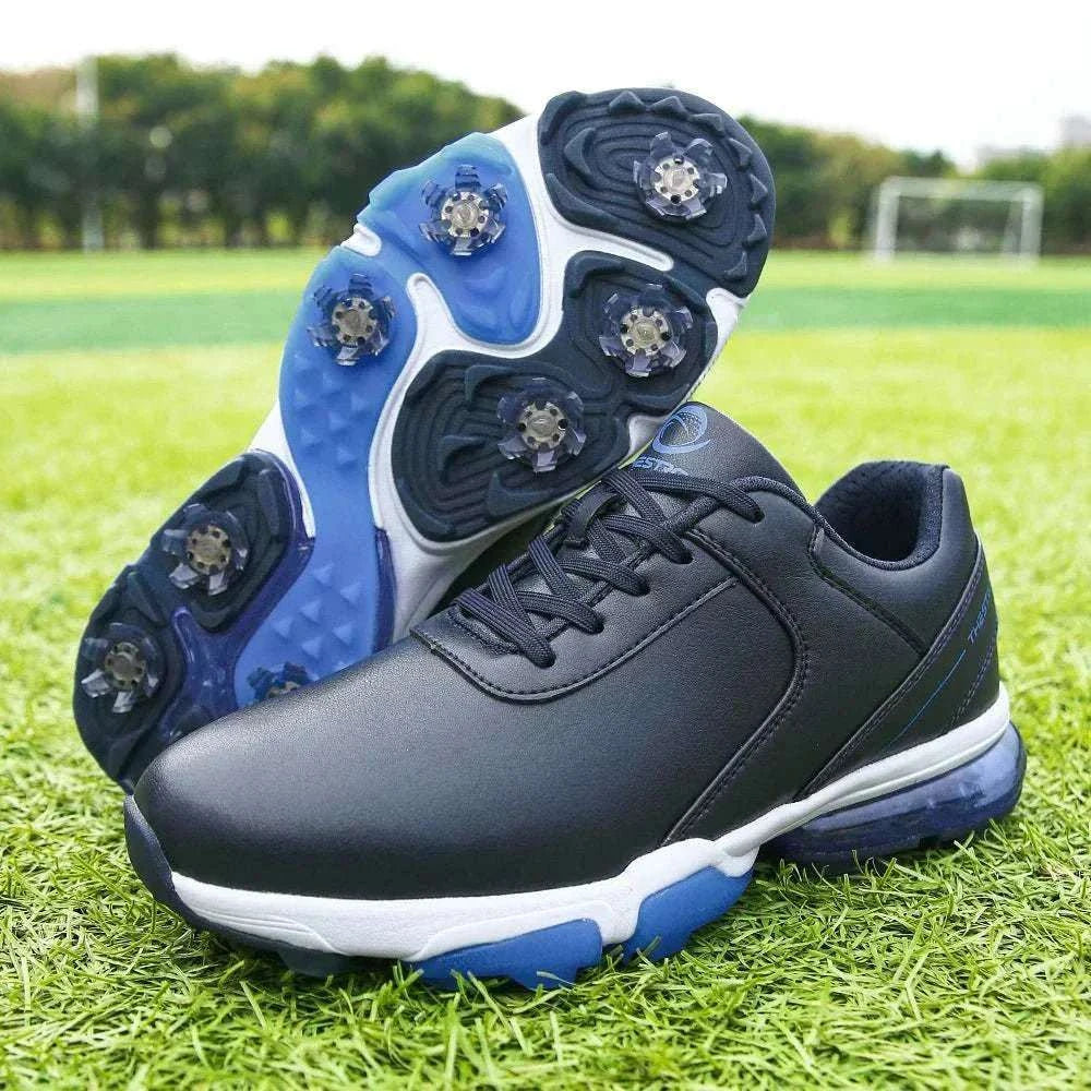 Men’s professional golf shoes with anti-slip rubber outsole, EVA insole, and lace-up closure in sizes 7-14