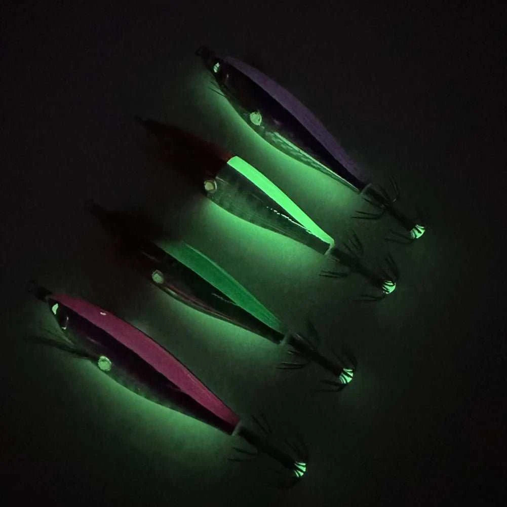 Luminous fishing bait octopus cuttlefish squid lure glowing in dark water with durable hooks and vibrant colors