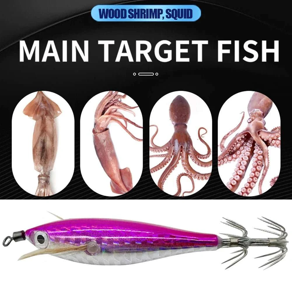 Luminous octopus cuttlefish squid bait lure glowing bright for night ocean fishing with corrosion-resistant hooks