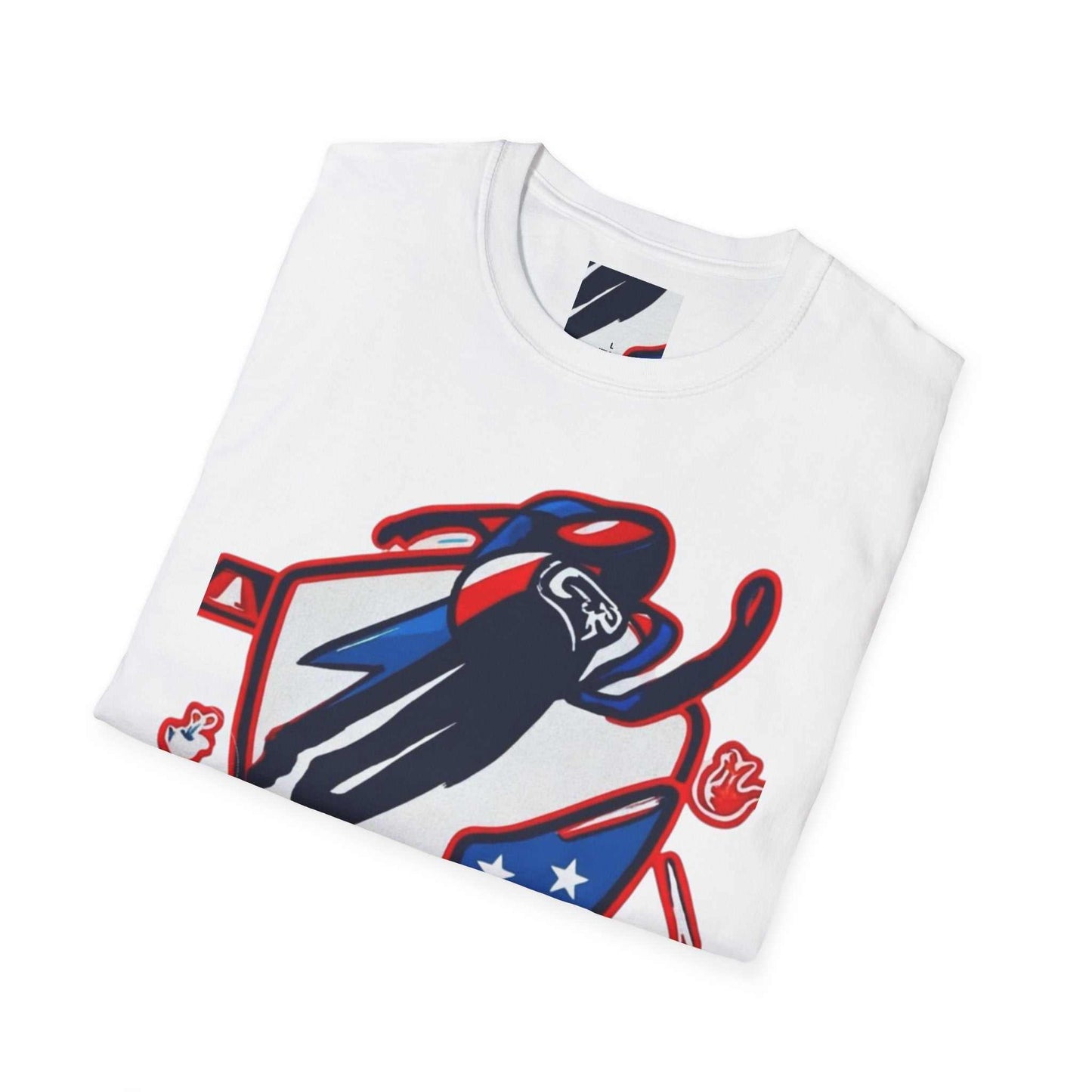 Mach Z Patriotic Ski Shield T Shirt with country graphic and size guide table