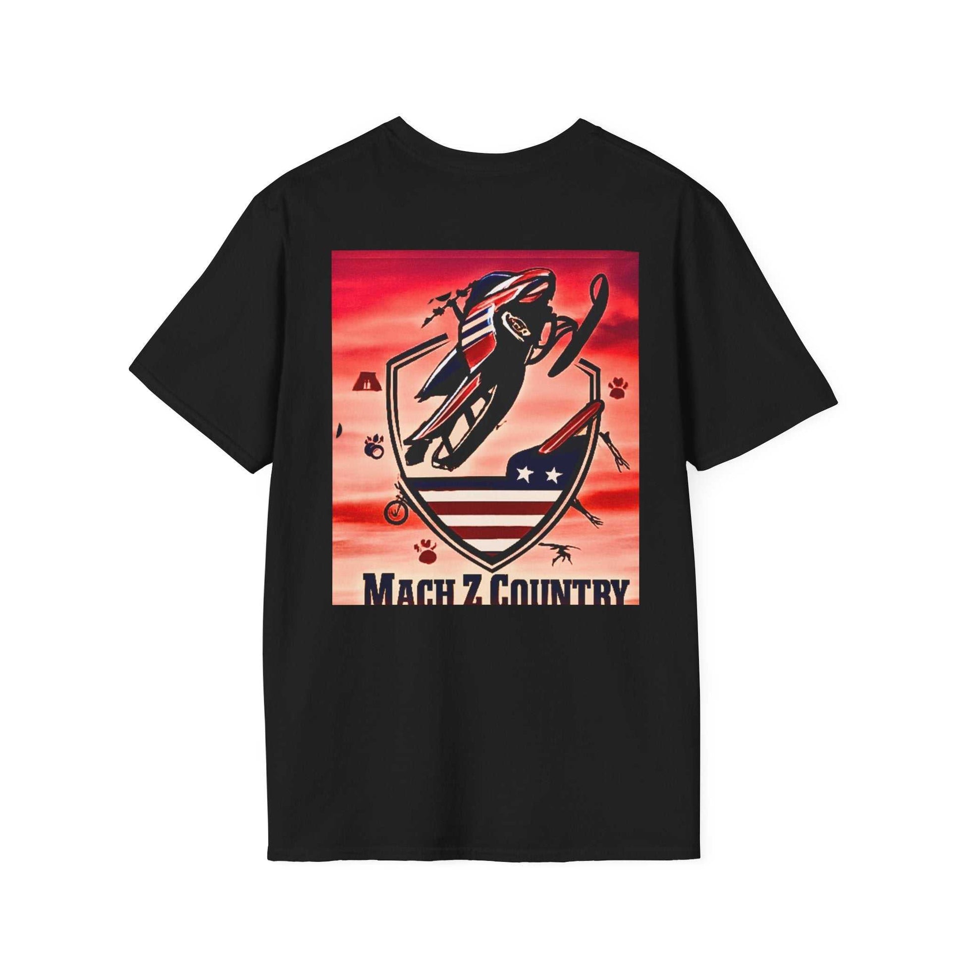 Mach Z Patriotic Ski Shield T Shirt with country graphic and precise sizing chart for S to 2XL