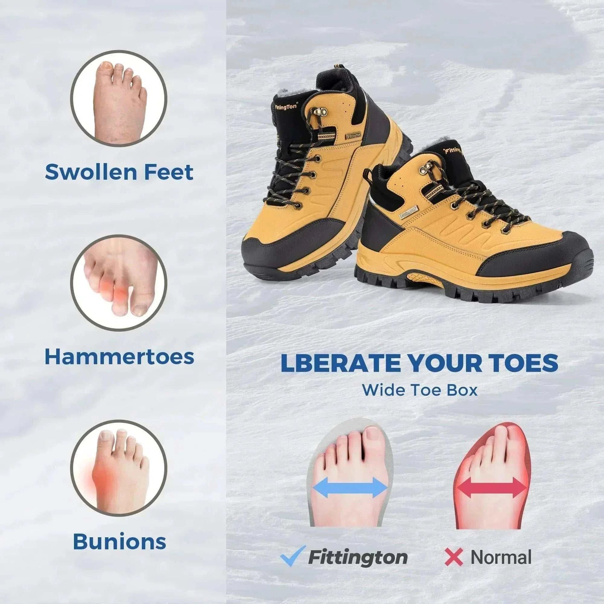 Men's wide snow boots with fur lining, lightweight design, and anti-slip rubber sole for winter warmth and comfort
