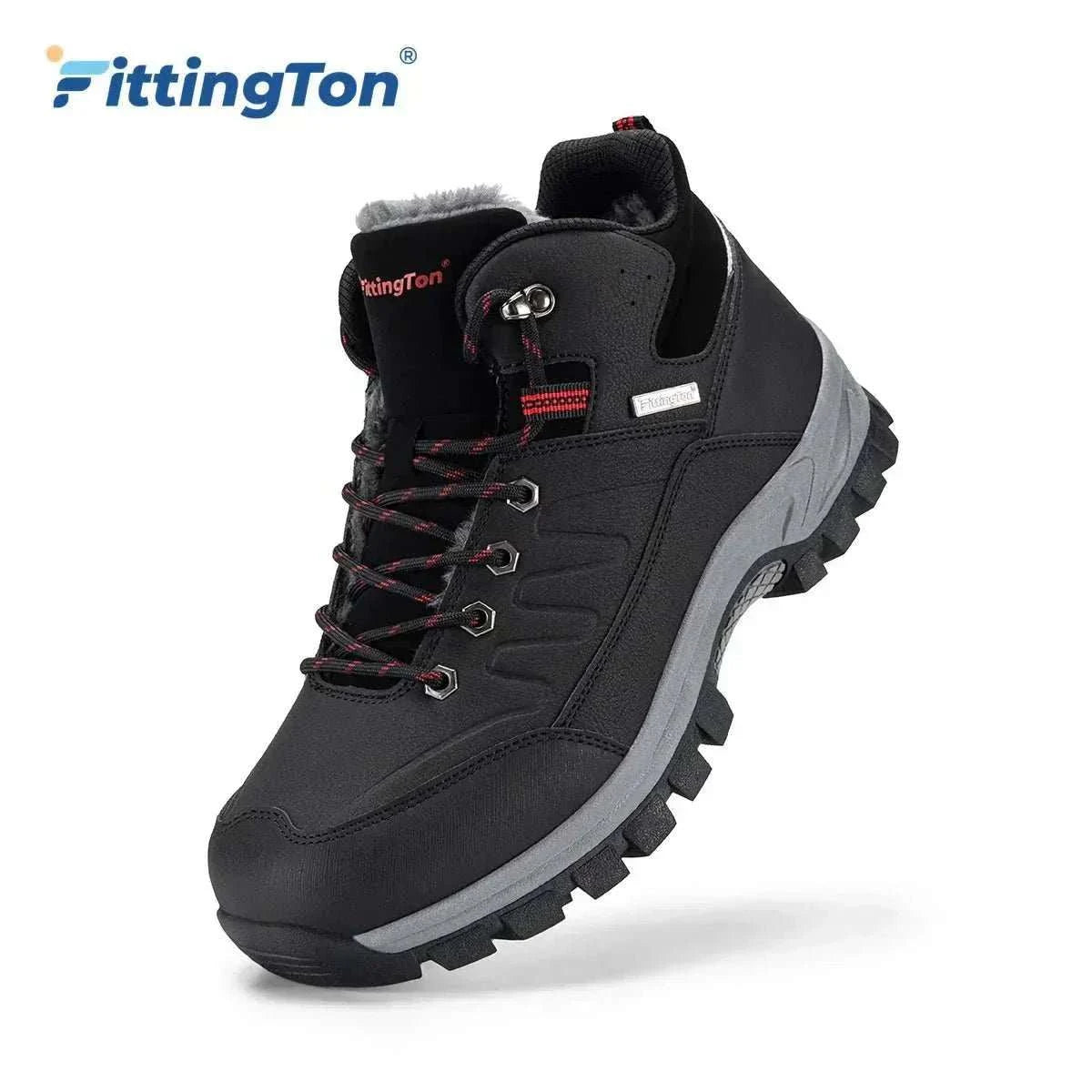 Men's wide snow boots with fur lining, lightweight design, anti-slip rubber sole, and hook-and-loop closure for warmth and comfort