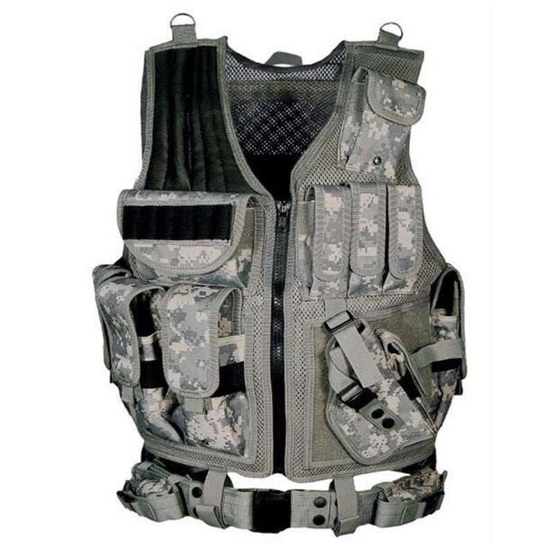 Molle Tactical Plate Carrier vest with multiple pouches for airsoft and CS training