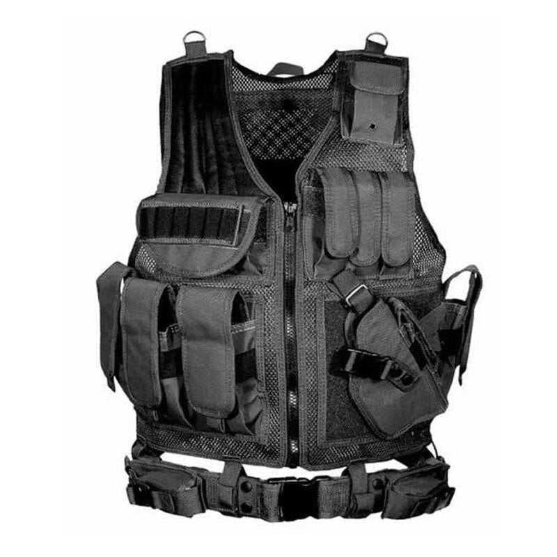 Molle Tactical Plate Carrier vest with modular compartments for airsoft and CS training