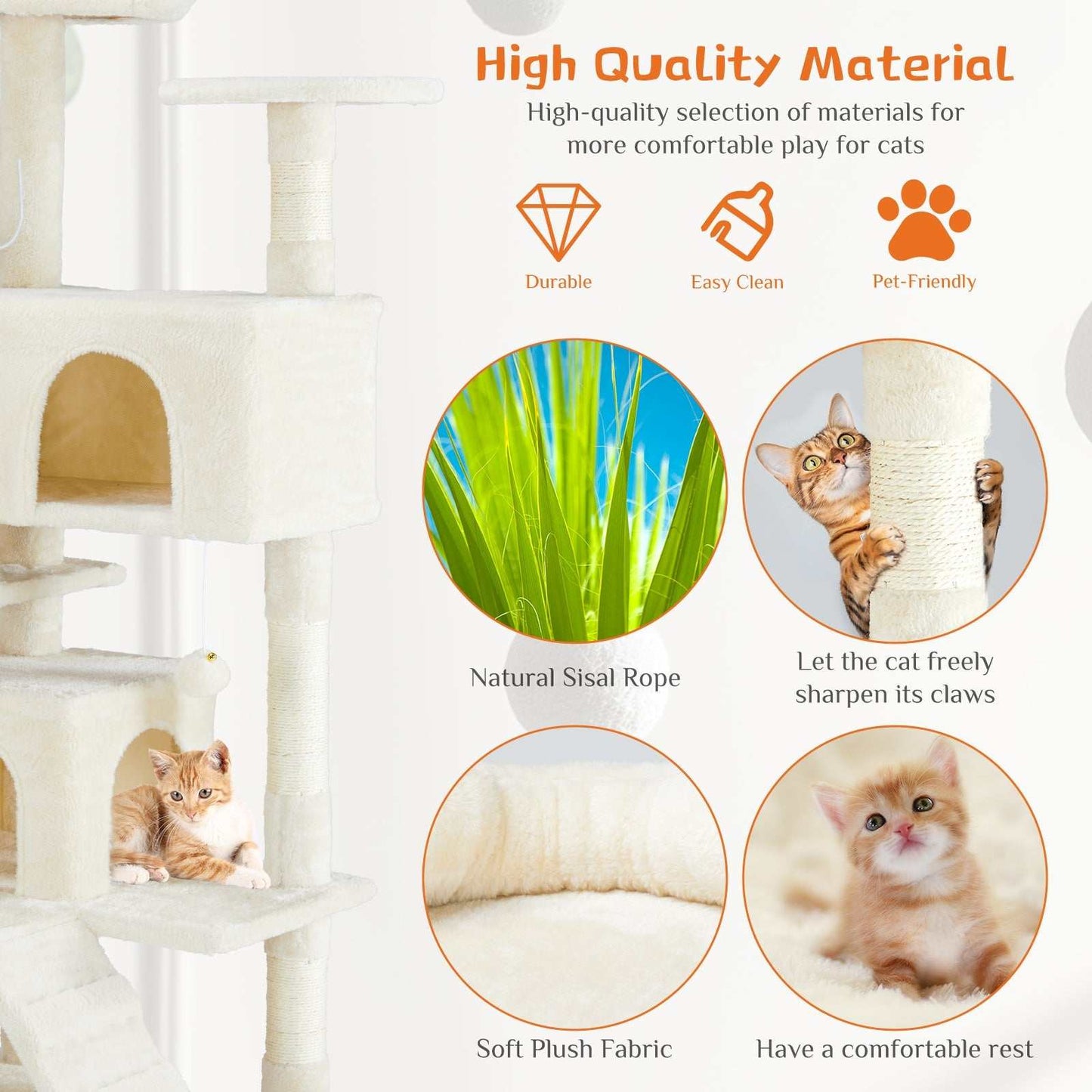 Multi Function Cat Treehouse Climbing Frame for Indoor Cats in beige and blue colors