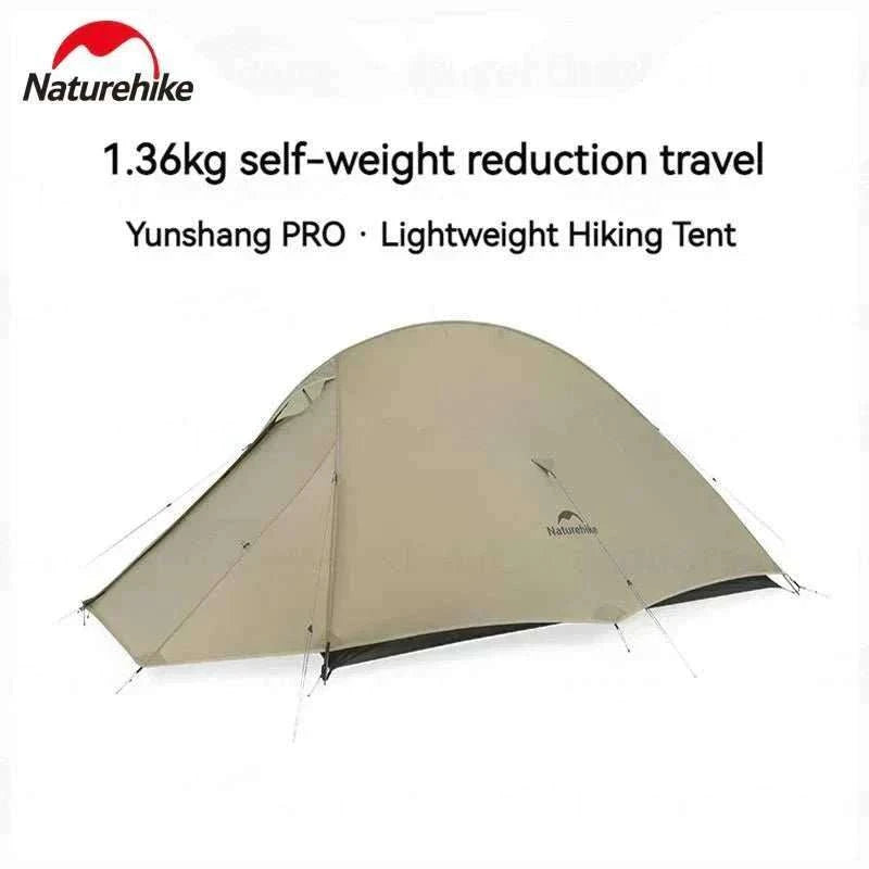 Ultralight 1-2 person trekking tent with dual doors, 20D nylon, all-season waterproof design, and compact storage