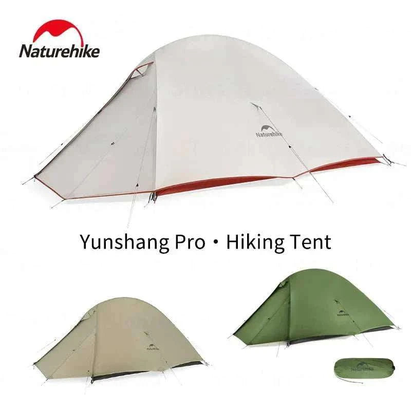 Ultralight 1-2 person trekking tent with dual doors, all-season 20D nylon, and compact design