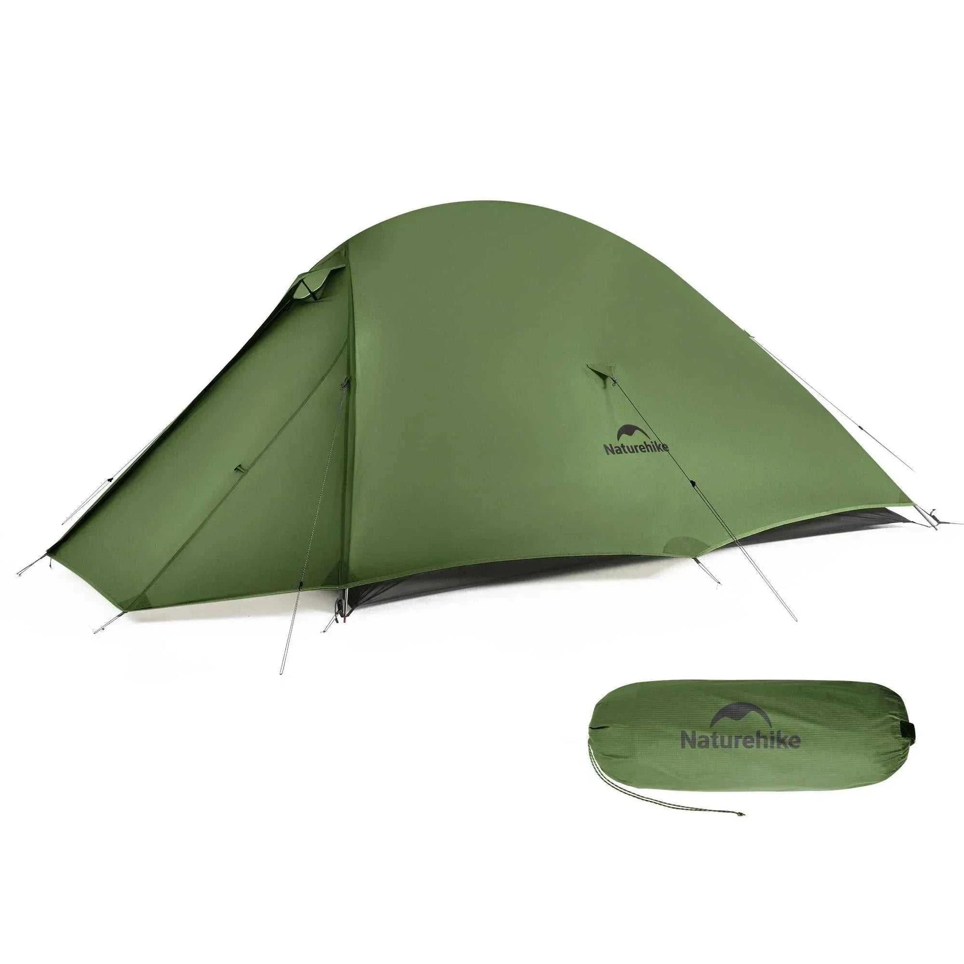 Ultralight 1-2 person trekking tent with dual doors, 20D nylon fabric, and all-season waterproof protection