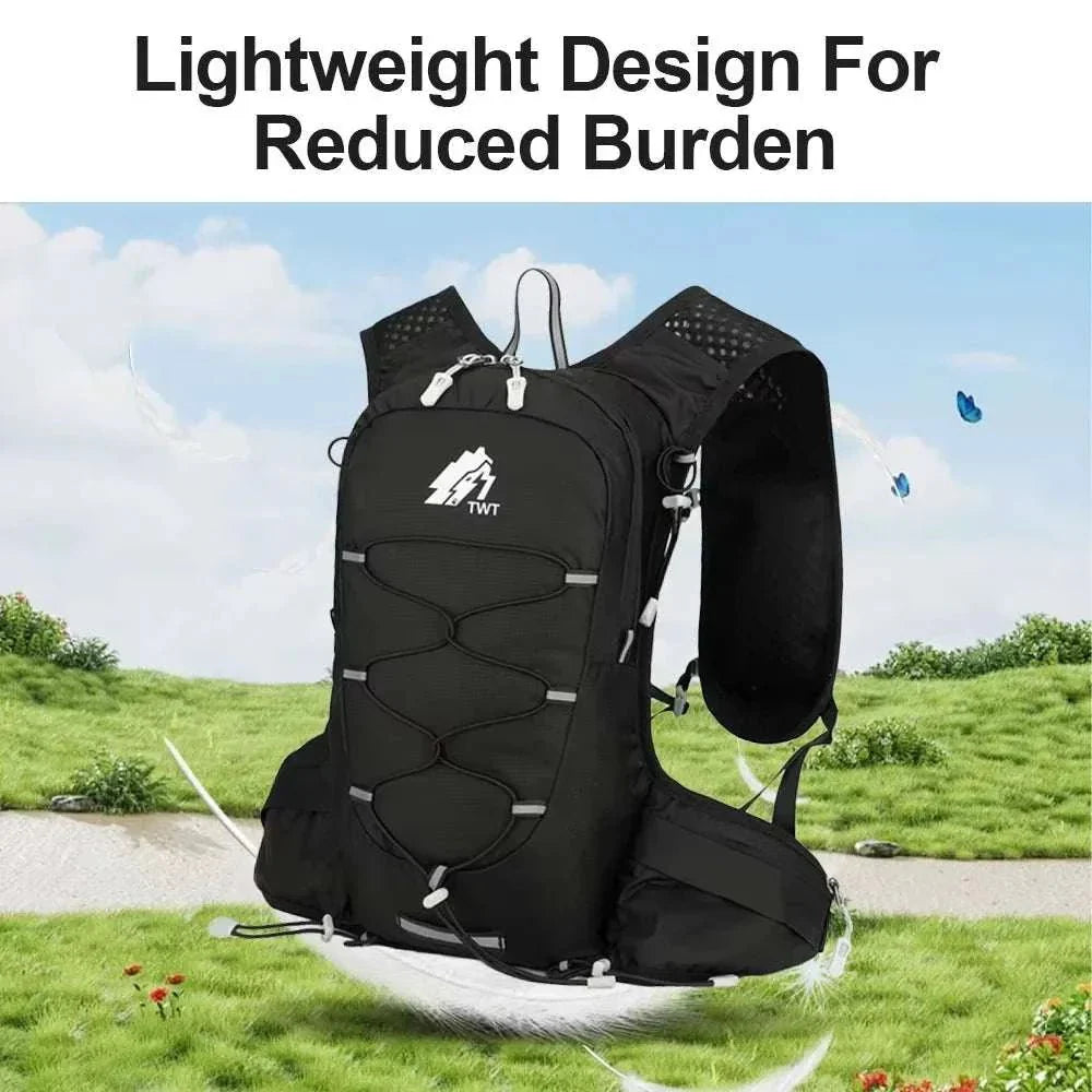 20L outdoor backpack with reflective stripe and breathable mesh for trail running and cycling