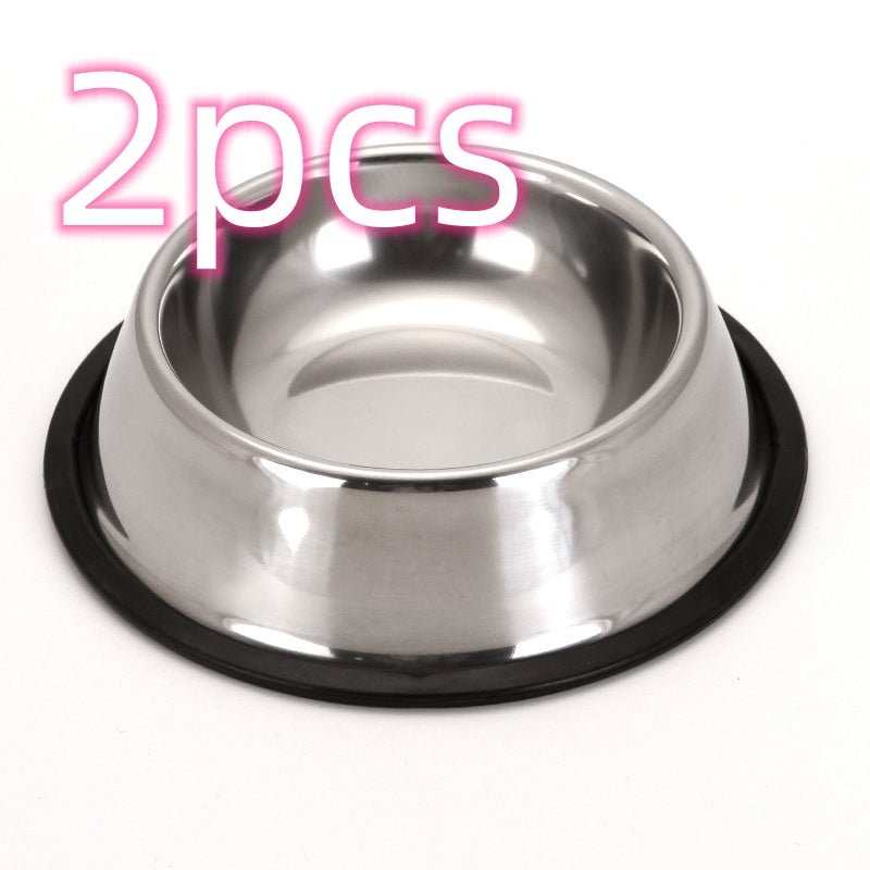 Non-slip stainless steel pet bowl with rubber base for dogs and cats, multiple sizes available