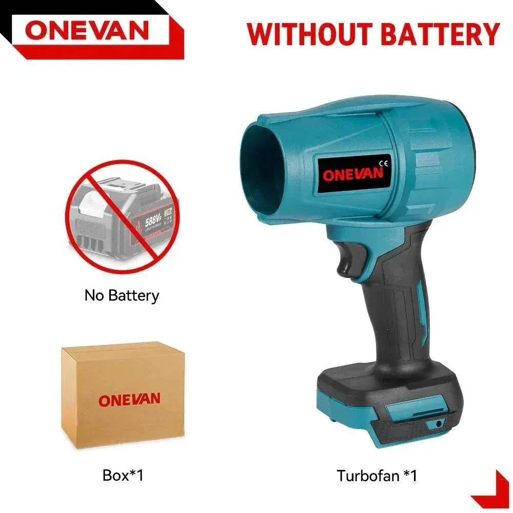 ONEVAN 2000W Brushless Turbo Cordless Leaf Blower with Makita-compatible battery and ergonomic design