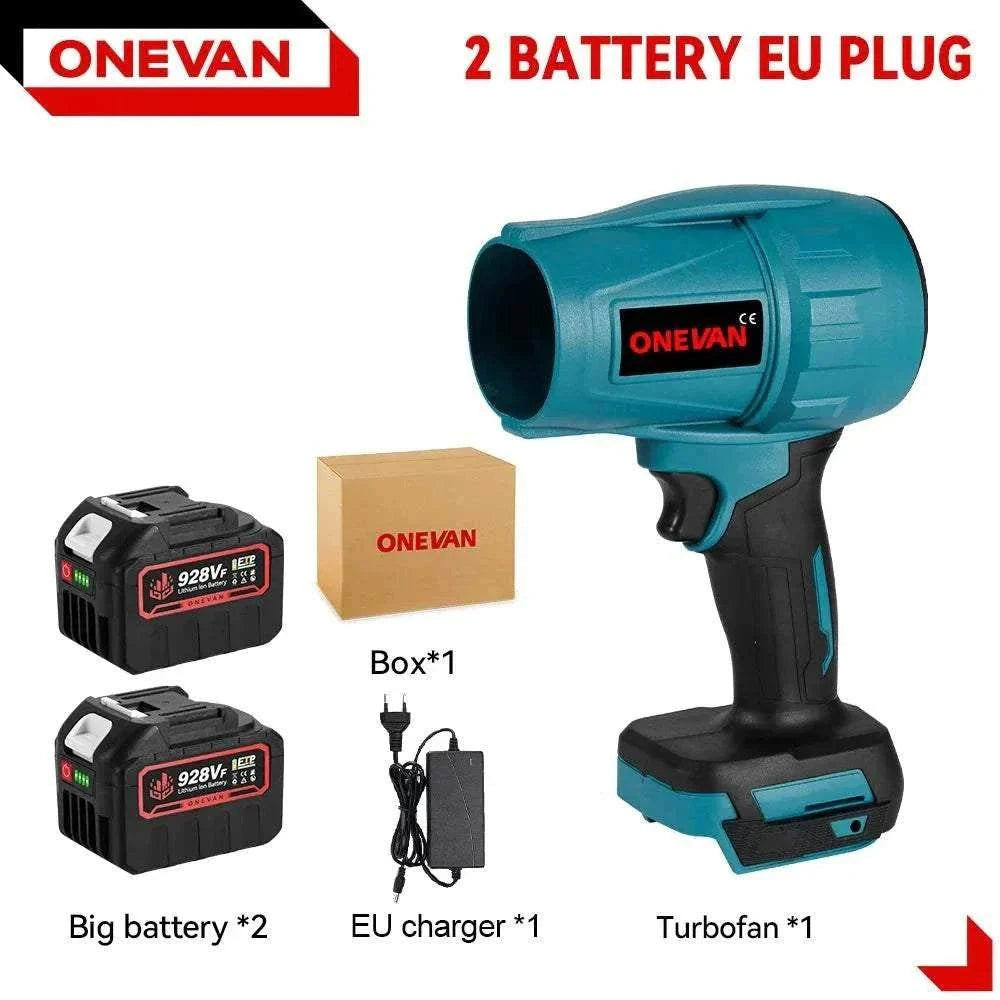 ONEVAN 2000W Brushless Turbo Cordless Leaf Blower with Makita-compatible battery and ergonomic design
