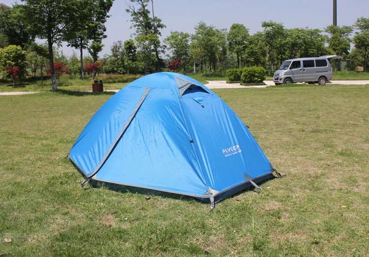 Outdoor camping tent in snowy wilderness, rainproof and ultra-light double shelter with aluminum alloy poles