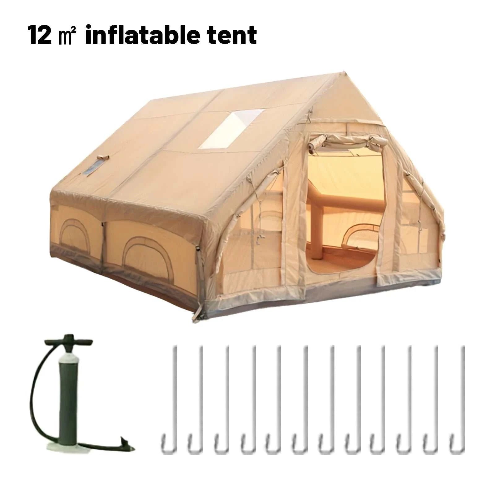 Inflatable family camping tent with quick setup and spacious interior for 5-8 campers
