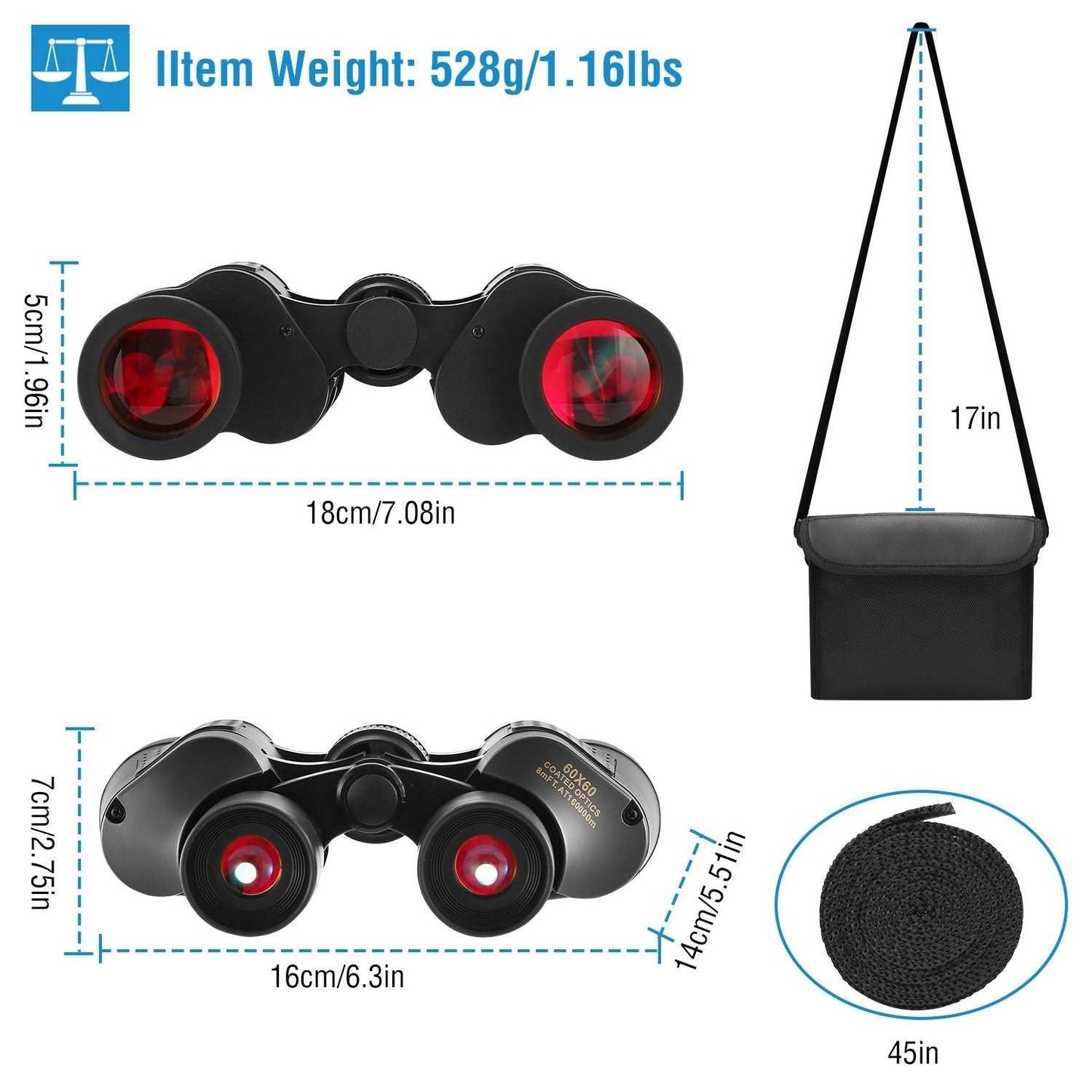 Portable HD binoculars with night vision for bird watching and outdoor exploration