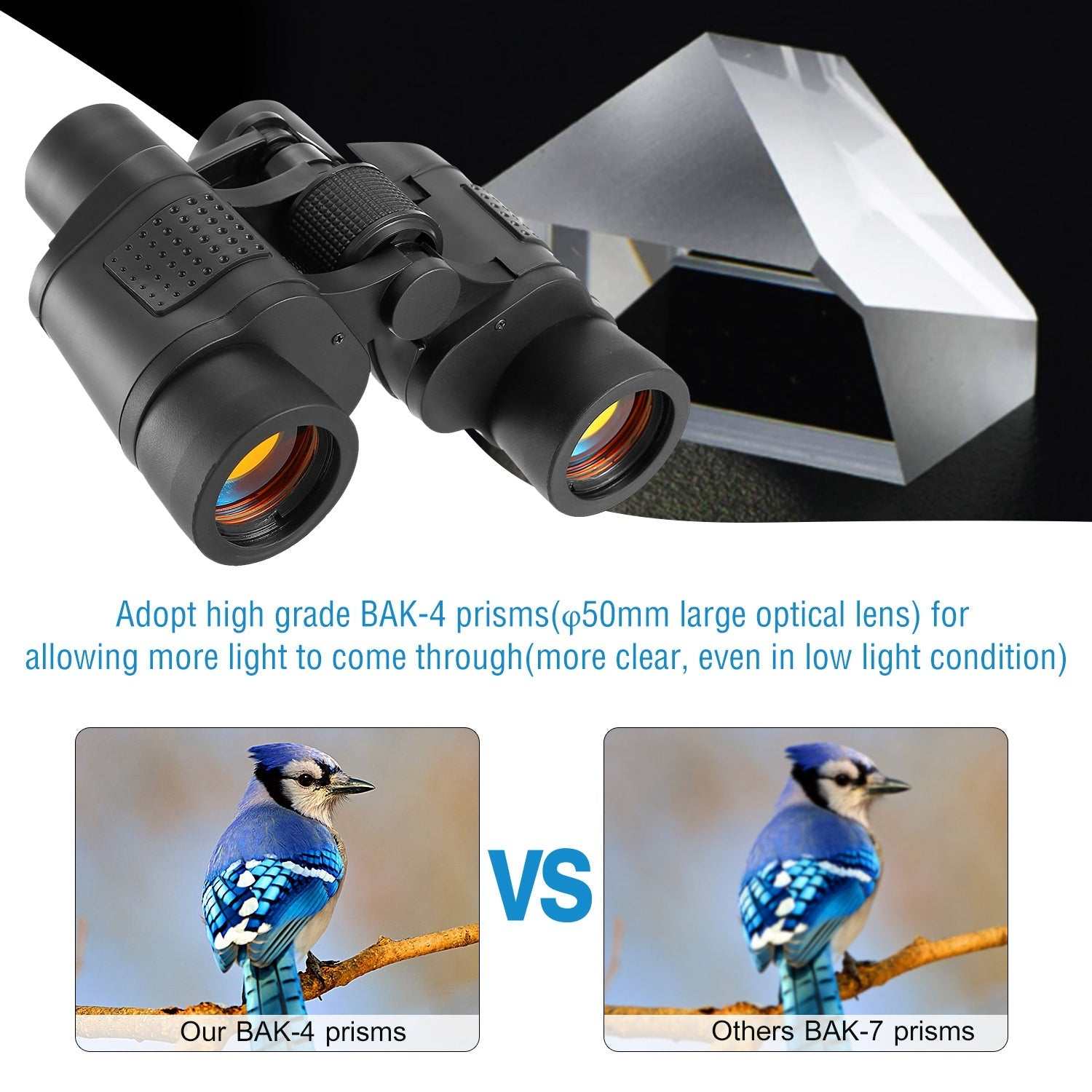 Portable HD binoculars with night vision for bird watching and outdoor use