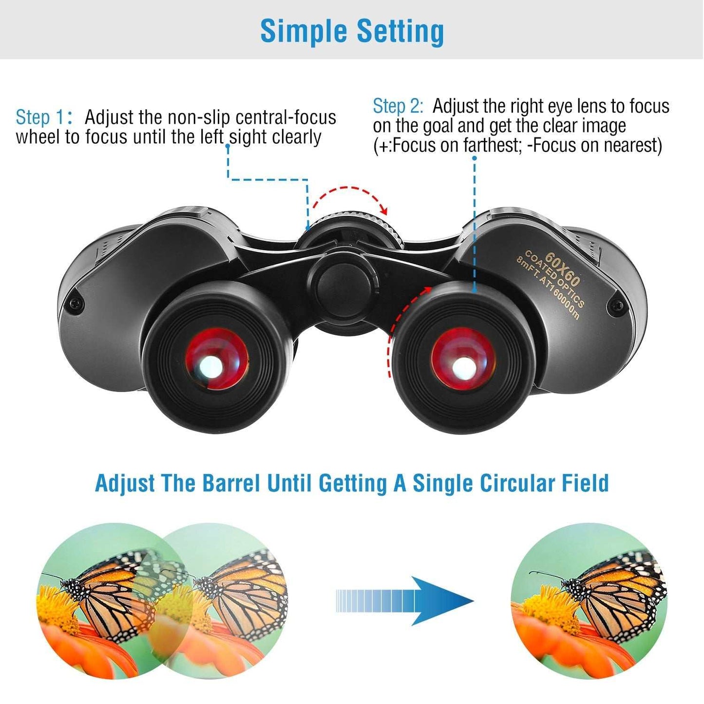 Portable HD binoculars with night vision for bird watching and outdoor use, featuring 80x magnification and wide field of view