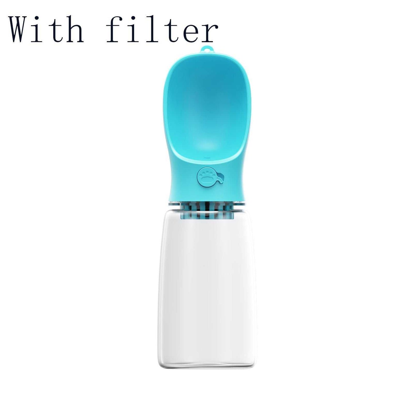 Portable pet water bottle with one-touch leakproof design in multiple colors for outdoor use
