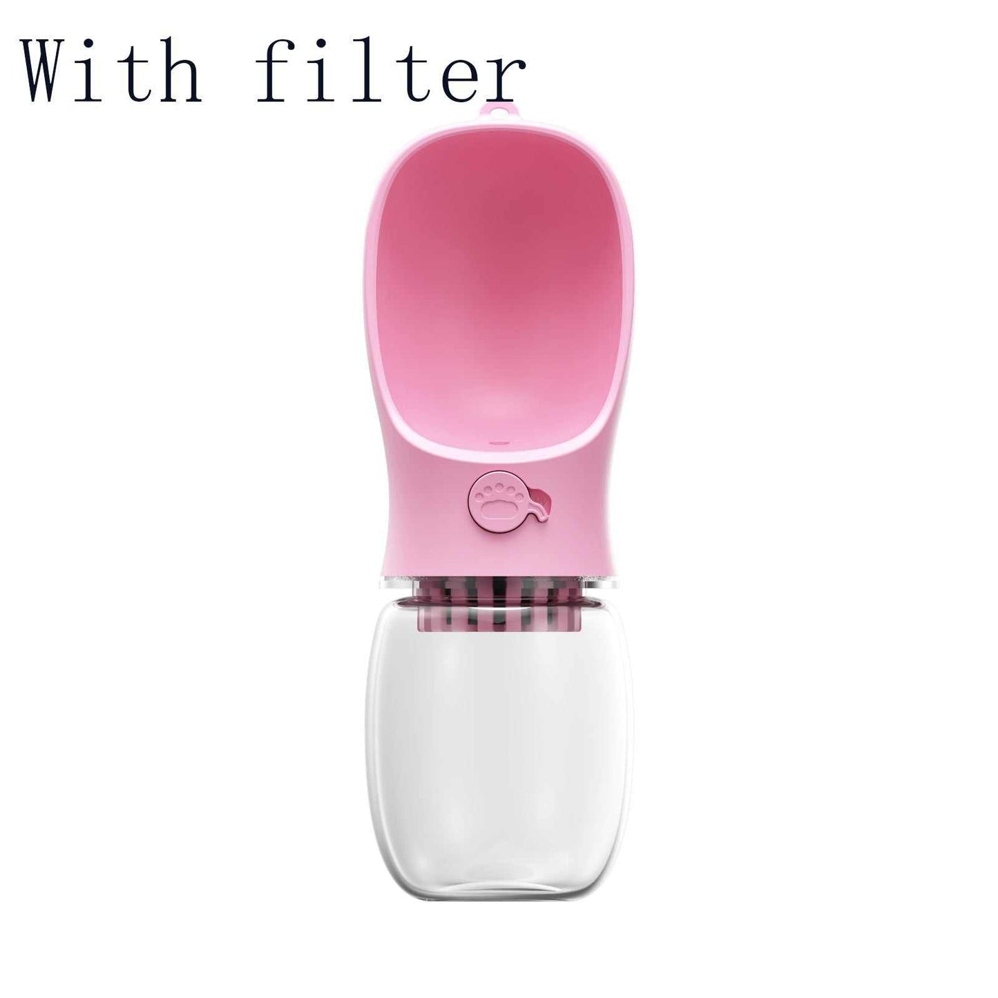 Portable pet water bottle with one-touch button and leakproof design for outdoor adventures