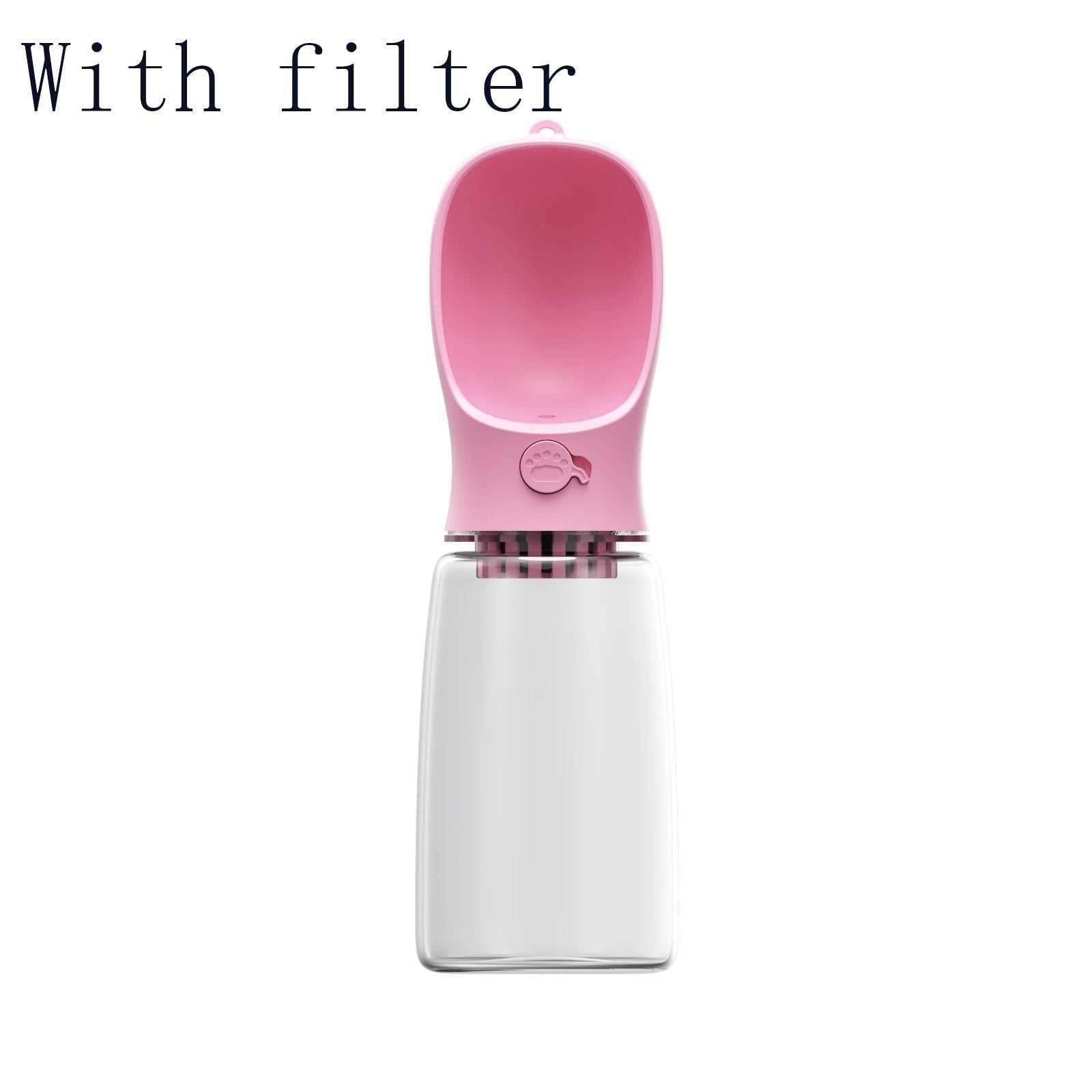 Portable pet water bottle with one-touch button and leakproof design for outdoor adventures in multiple colors