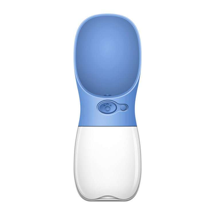 Portable pet water bottle with one-touch button, leakproof design, and 350ml & 550ml sizes for outdoor adventures