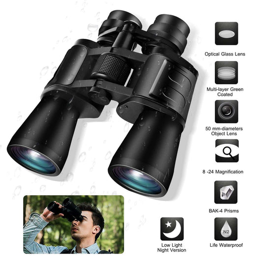 Portable zoom binoculars with FMC lens for clear bird watching views