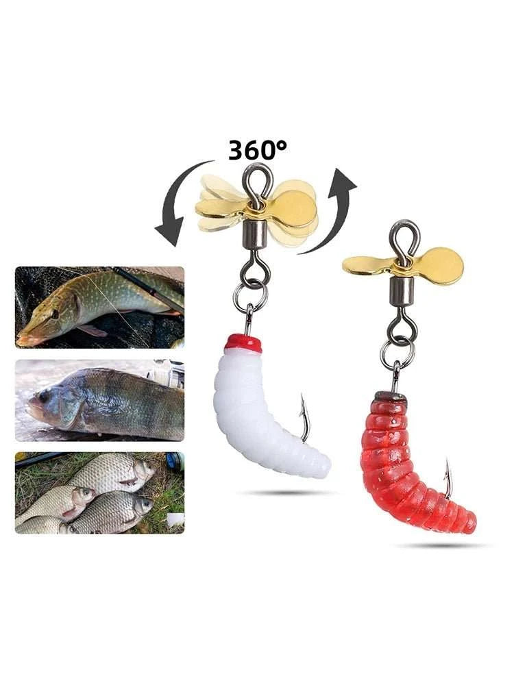 Propeller Spinner Worm Bait soft silicone maggot lure with spinning blade for trout perch and bass fishing