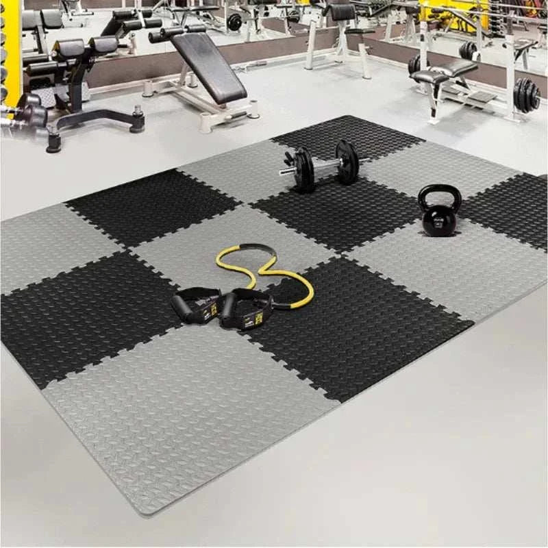 20-piece Puzzle Fitness Mat with double-sided interlocking EVA foam tiles for cushioned workouts