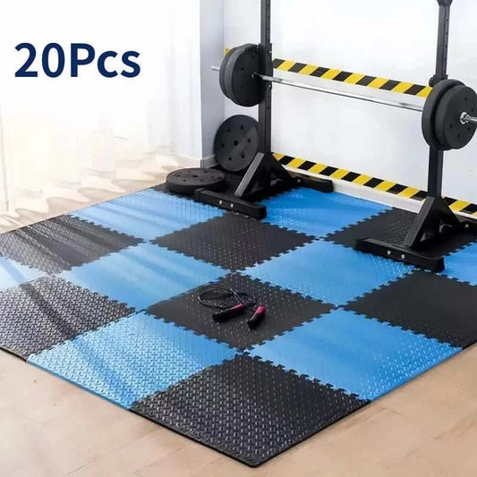 20-piece double-sided Puzzle Fitness Mat with interlocking EVA foam tiles for cushioned workouts