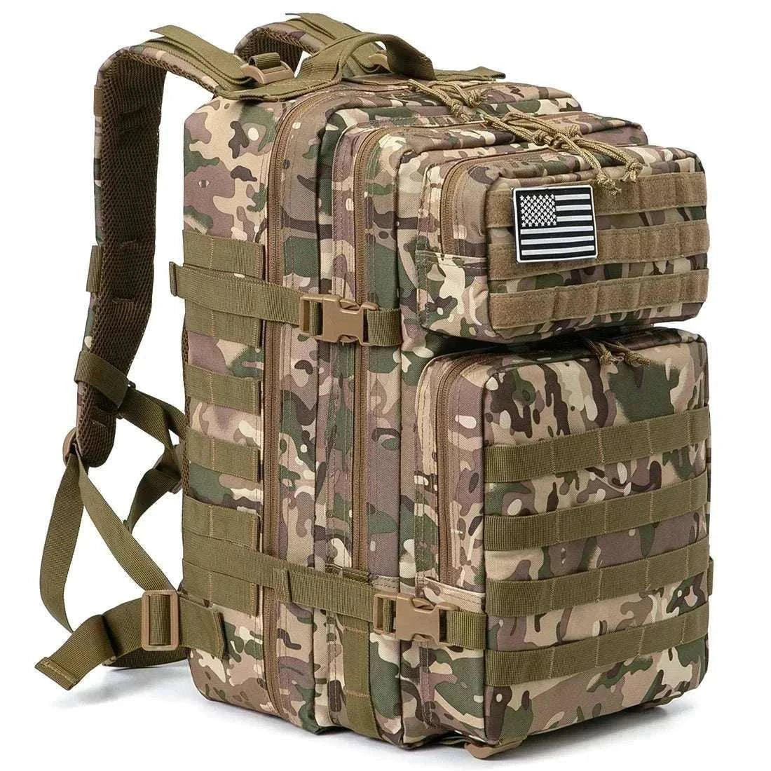 Tactical backpack outdoor rucksack designed for hiking and adventure with spacious compartments and durable construction
