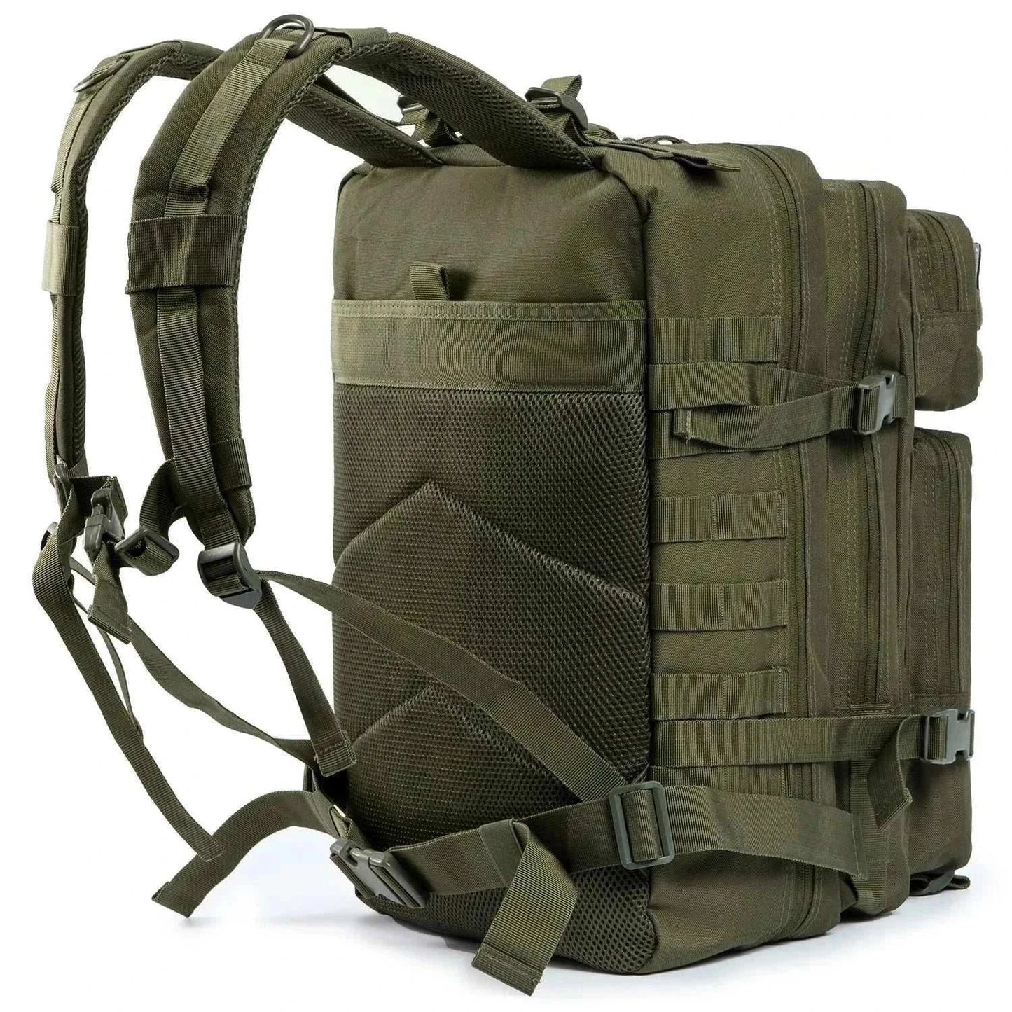 Tactical backpack outdoor rucksack in plaid pattern with multiple compartments and adjustable straps for hiking