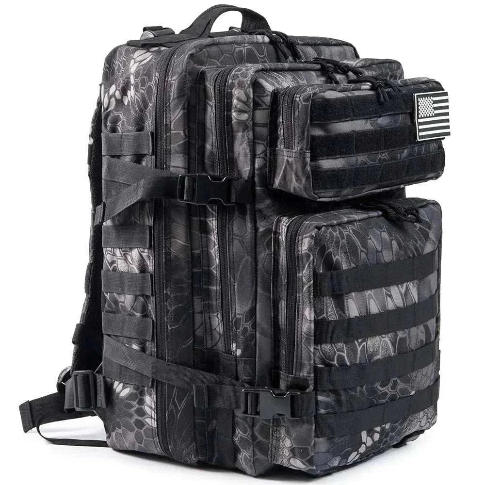 tactical backpack outdoor rucksack with multiple compartments and padded straps for hiking and travel