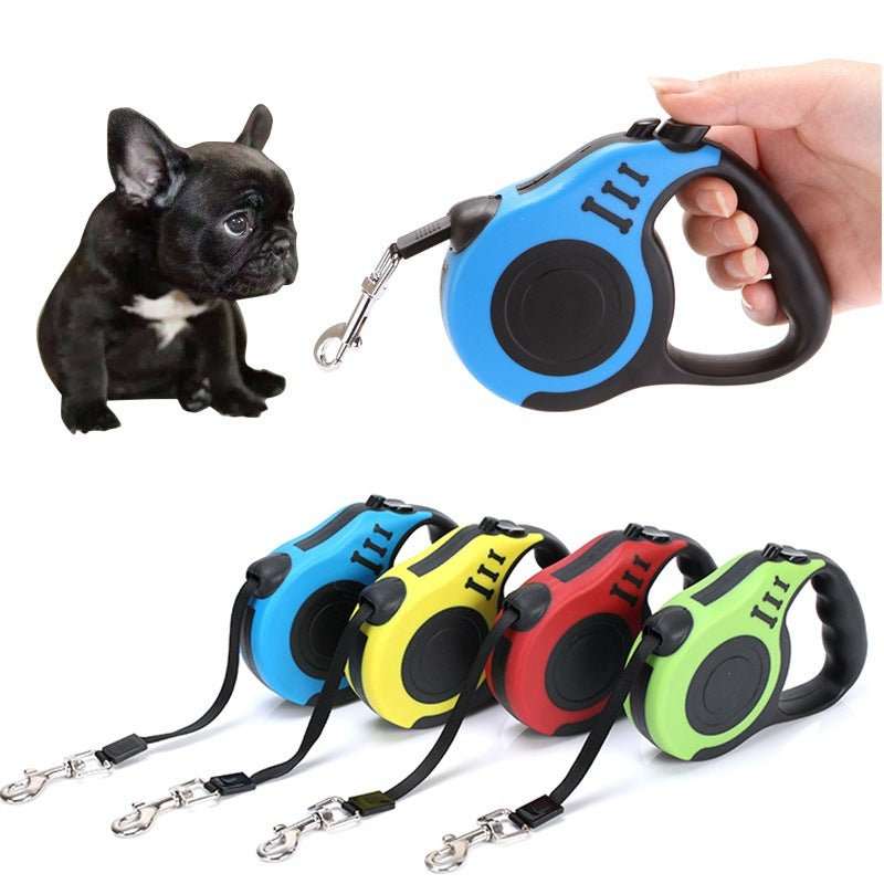 Retractable dog leash with one-hand brake and lock in multiple colors for dogs up to 15kg