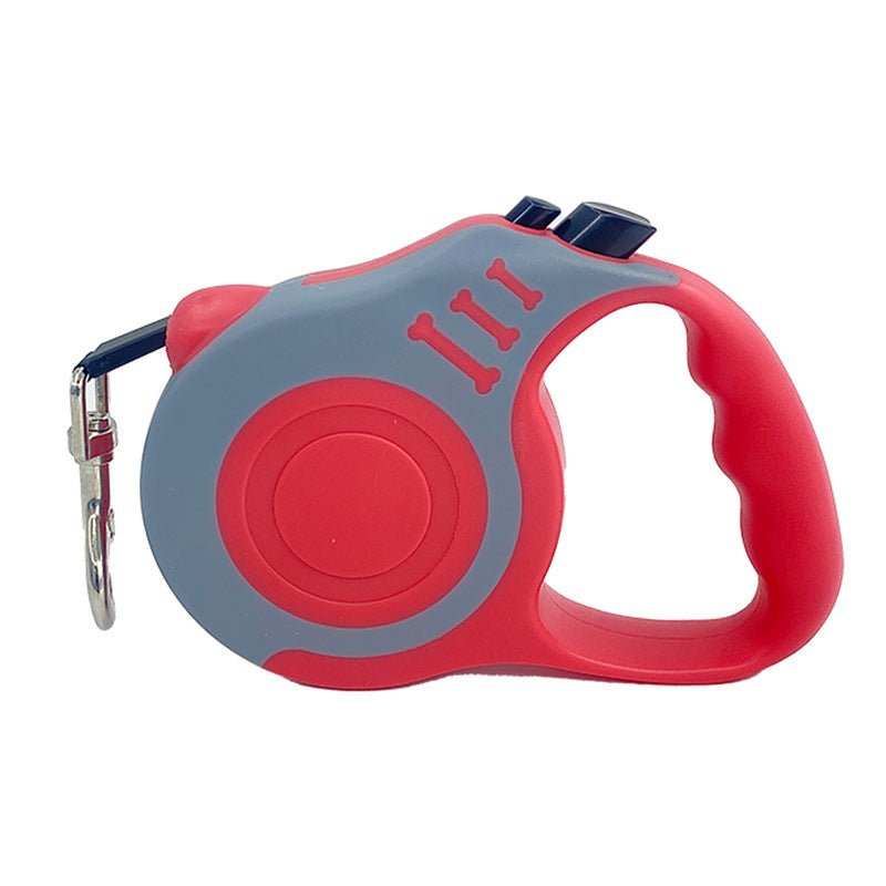 Retractable dog leash with one-hand brake and lock in multiple colors for dogs up to 15kg