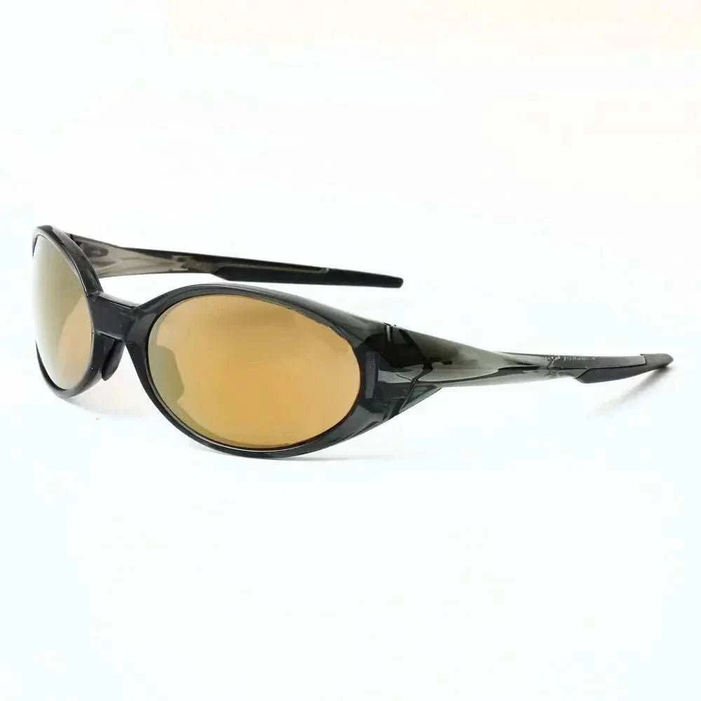Oval outdoor sports sunglasses with UV protection and lightweight TR-90 frame for unisex cycling and active wear