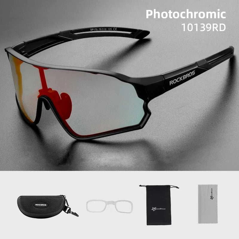 Photochromic cycling glasses with UV400 protection and adaptive TAC lenses for outdoor sports