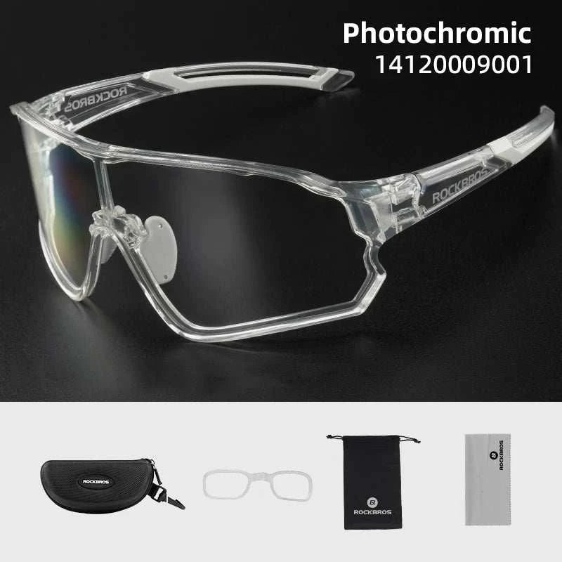 Photochromic cycling glasses with UV400 protection and lightweight TR-90 frame for outdoor sports