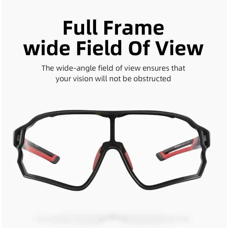 Photochromic cycling glasses with UV400 protection and adaptive lenses for outdoor sports