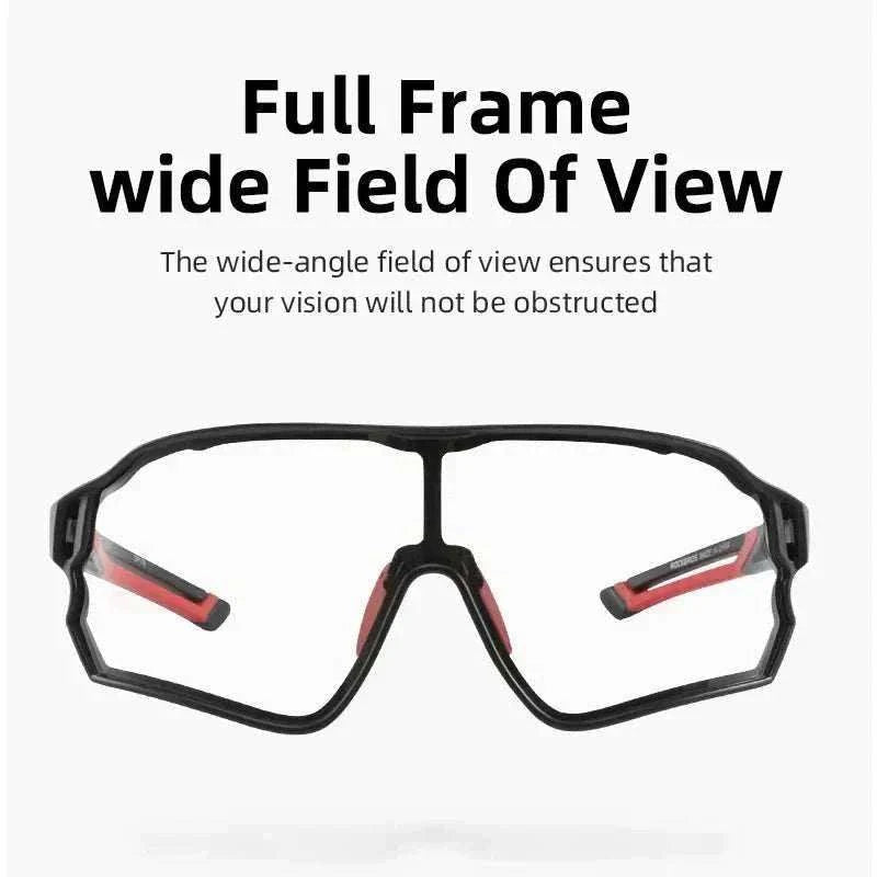 Photochromic MTB cycling glasses with UV400 TAC lenses and lightweight TR-90 frame for off-road riding