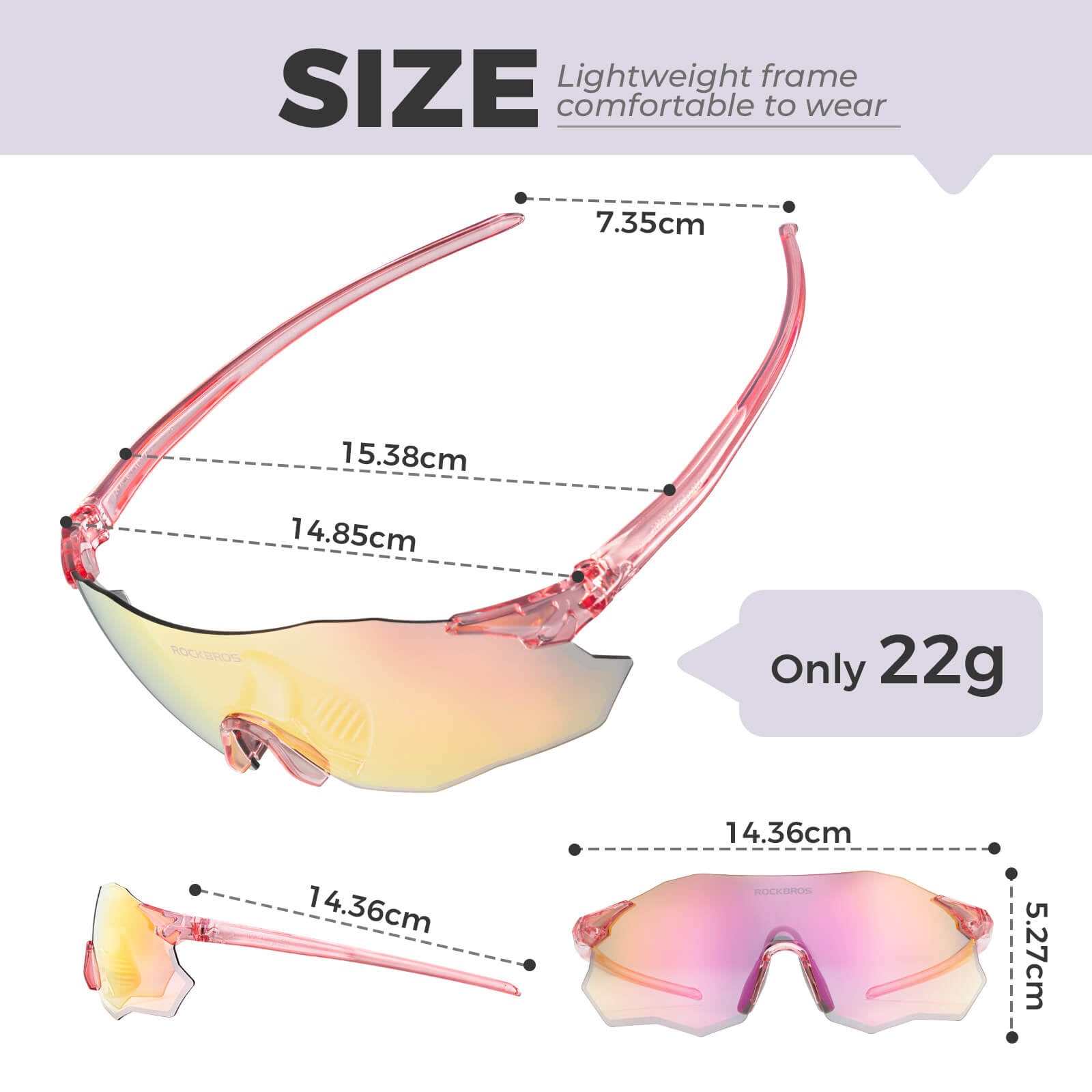 ROCKBROS Rimless Photochromic Cycling Glasses with UV400 protection and lightweight auto-tinting lenses