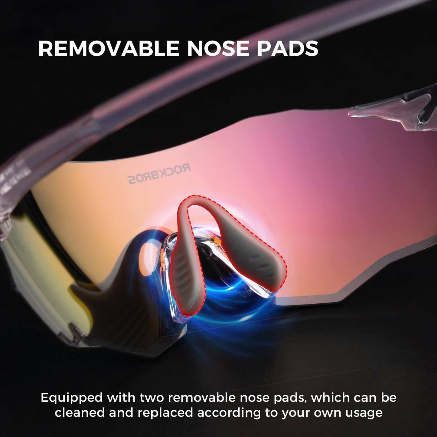 ROCKBROS rimless photochromic cycling glasses with UV400 protection and lightweight design